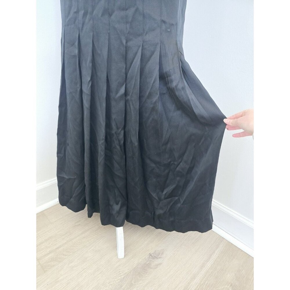 Chanel Vintage Silk Satin Black Pleated High Rise Waisted France Maxi Skirt 40 M - Picture 7 of 10